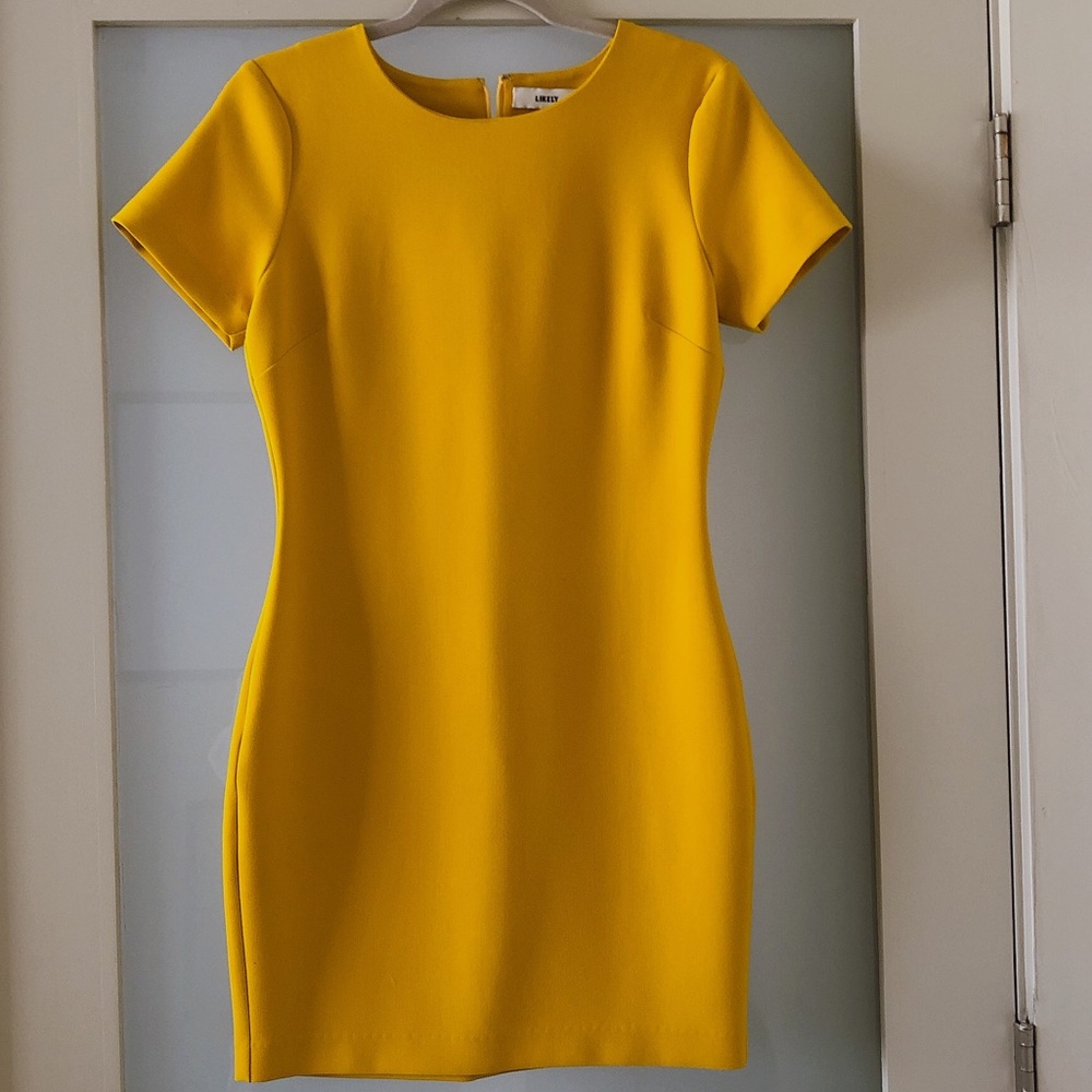 Yellow Bodycon Likely Dress, Figure Flattering, NWOT, Size 8 but fits like 4/6